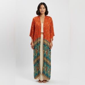 ARNHEM Beautiful Kimono Duster Orange Yellow Flowers size Small